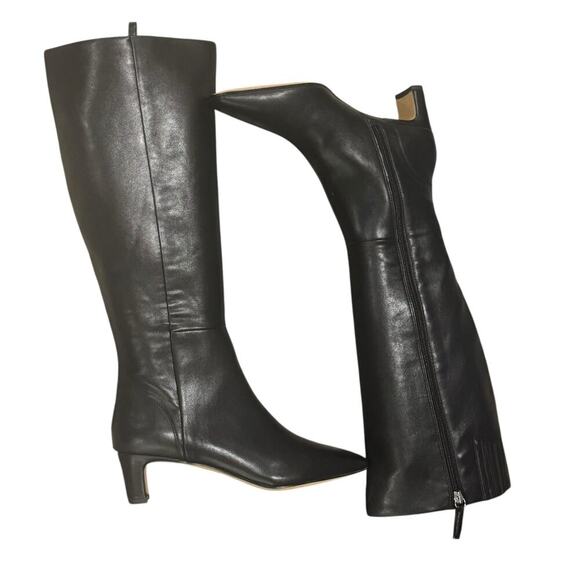 J. Crew Women's Faux Leather Snip-Toe Boots Knee High Black Size 7.5 NWOB - Picture 9 of 12